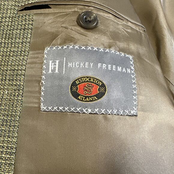 HICKEY FREEMAN WOOL SILK LINEN TAN SPORT COAT Sz 42L Single Breast Two Button - Picture 11 of 15